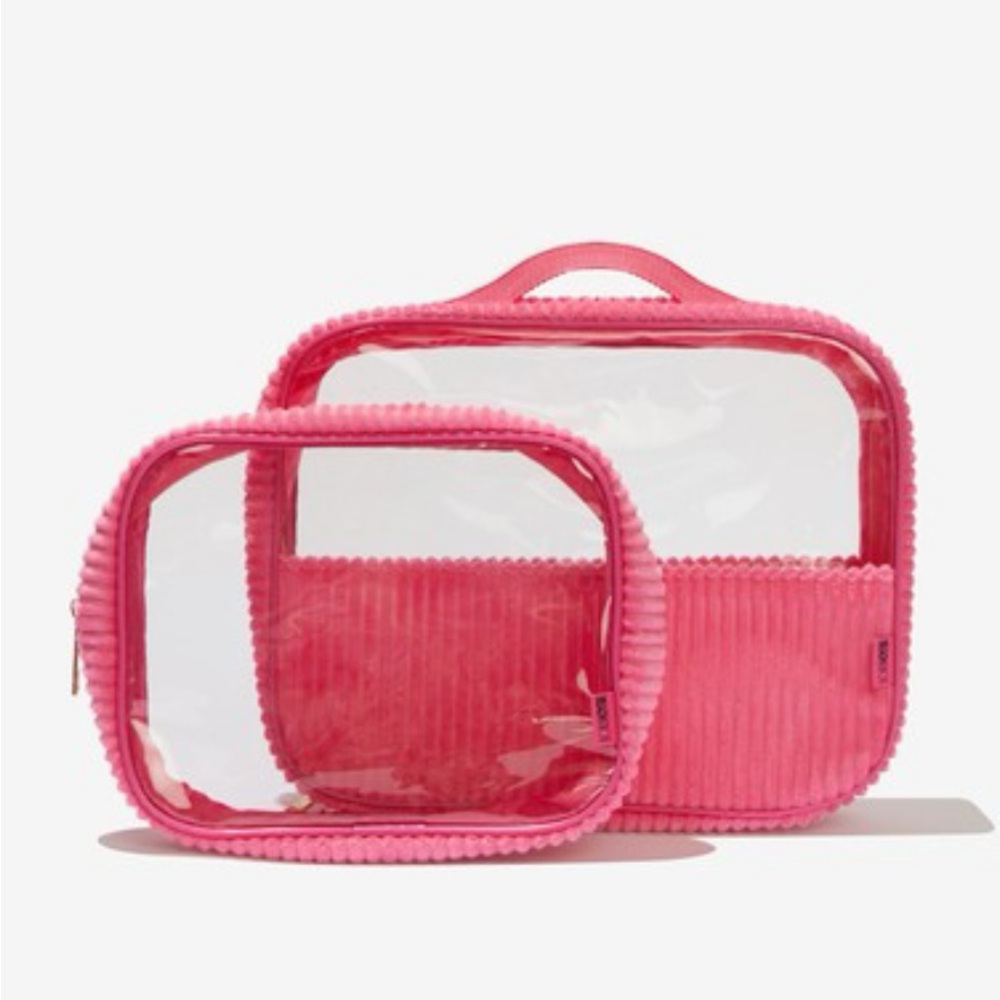 New hot pink and clear beach riot travel duo bags